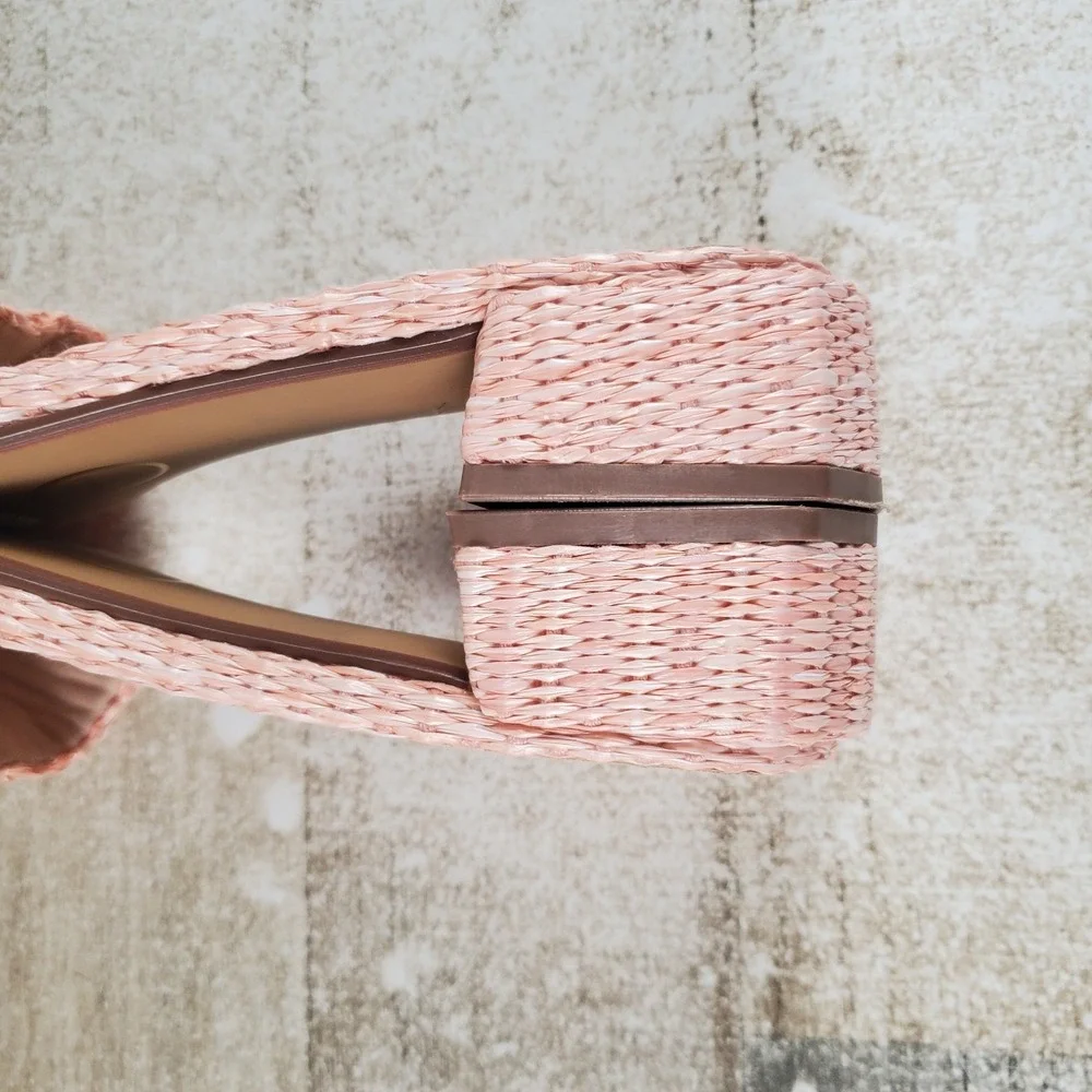 Journee Collection Justina Womens Sandal‎ Sz 8 M Pink Beaded Slip On Block Heel